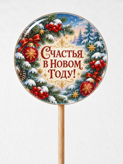 Леденец: Леденцы с поздравлением «Счастья в Новом году!»