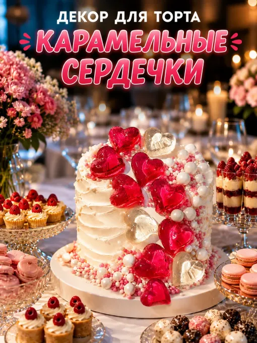 Украшения для торта, сердечки