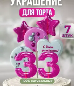 Украшение на торт цифры и звезды №33