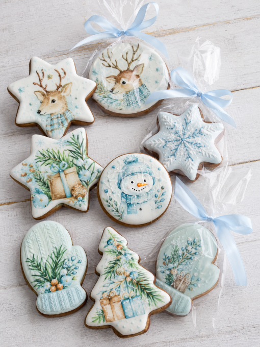 Пряник с картинкой зима